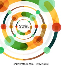 Geometric swirl and circle lines abstract background. Vector flat design illustration
