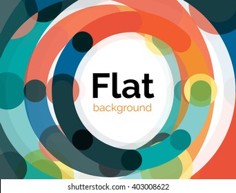 Geometric swirl and circle lines abstract background. Vector flat design illustration