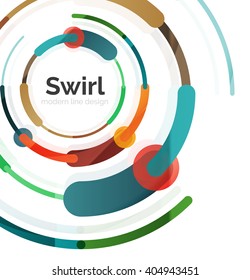 Geometric swirl and circle lines abstract background. Vector flat design illustration