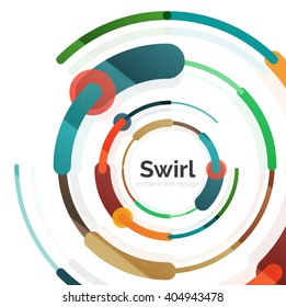 Geometric swirl and circle lines abstract background. Vector flat design illustration