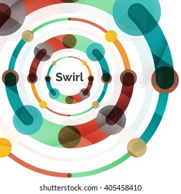 Geometric swirl and circle lines abstract background. Vector flat design illustration
