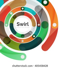 Geometric swirl and circle lines abstract background. Vector flat design illustration