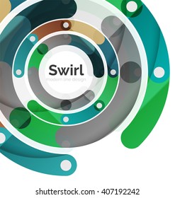 Geometric swirl and circle lines abstract background. Vector flat design illustration