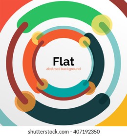Fondo abstracto geométrico giratorio y líneas de círculo. Ilustración de diseño plano del vector