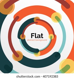 Geometric swirl and circle lines abstract background. Vector flat design illustration