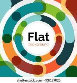 Geometric swirl and circle lines abstract background. Vector flat design illustration