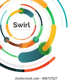 Geometric swirl and circle lines abstract background. Vector flat design illustration