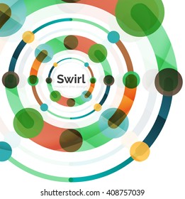 Geometric swirl and circle lines abstract background. Vector flat design illustration