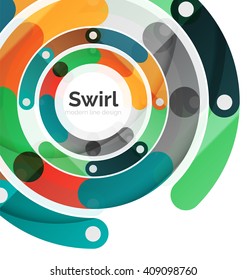 Geometric swirl and circle lines abstract background. Vector flat design illustration