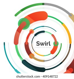 Geometric swirl and circle lines abstract background. Vector flat design illustration