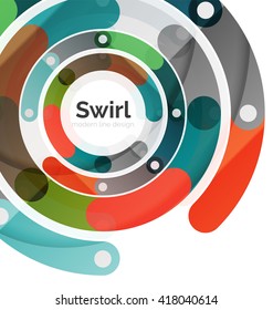 Geometric swirl and circle lines abstract background. Vector flat design illustration