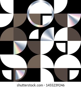 Geometric swiss modernism vector seamless pattern. Modern texture with circle and quarters