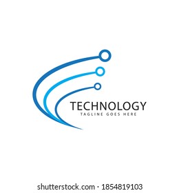 Geometric Swoosh Technology Logo Icon Vector Template.