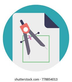Geometric symbol, divider tool diagram flat vector icon