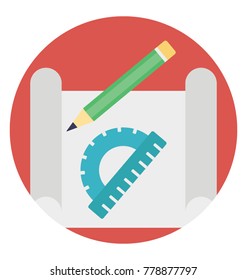 Geometric symbol, divider tool diagram flat vector icon