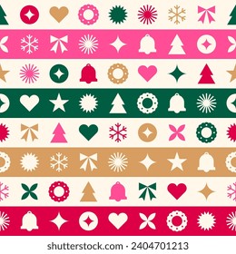 Geometric symbol elements with stripes pattern design for christmas and new year celebration. 