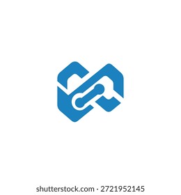 Geometrisches Symbol für unendliche Datenverbindung modernes abstraktes Looping-Shape-Design, isoliert auf Schachbrettebene, Idee des Endlosverbindungskonzepts.
