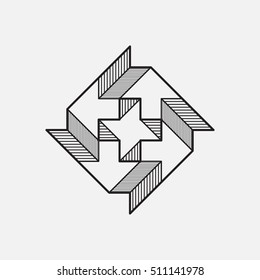 Geometric symbol, line design. Impossible shape. Vector illustration