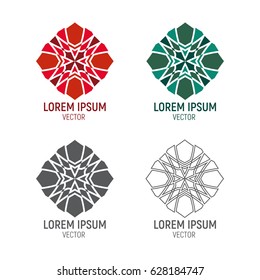 Geometric symbol or ornament, flower or religious symbol, emblem for shop, packaging or for decoration, vector illustration
