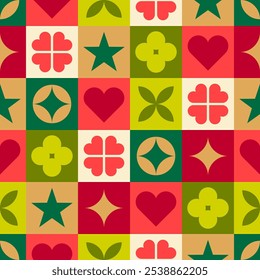 Geometric symbolic elements with square pattern design for christmas and new year celebration.