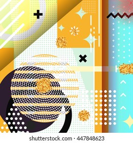 Geometric symbols background memphis for fashion. Pattern abstract elements, for postcards and poster design. Style hipster modern retro cover Geometric symbols background memphis for fashion. Pattern abstract elements, for postcards and poster design. Style hipster modern retro cover