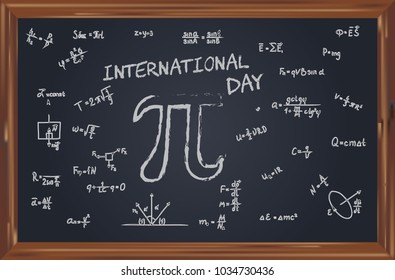 Geometric symbols on the school slate to the International Pi Day