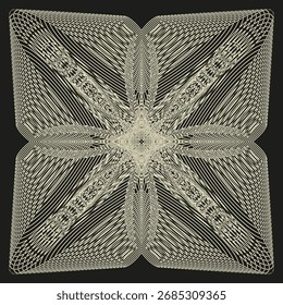 Patrón simétrico geométrico. Arte de línea intrincada. Vector de adorno Abstractas. Textura floral decorativa. EPS 10.