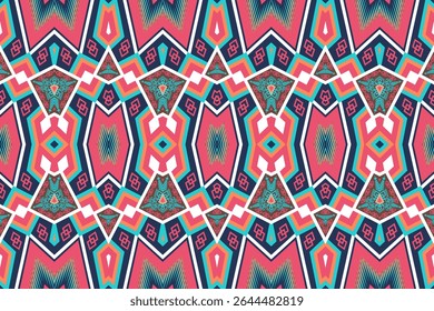 Geometric Symmetrical Abstract Seamless Pattern tribal Repeating Fabric Ethnic Traditional Motifs Design for background, rug, wallpaper, wrapping, cloth, fabric, textile, decorative, embroidery