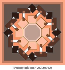 Geometric symmetrical design for using shapes of square and rectangles and hexagon. Earthy colour scheme of brown and beige . backgrounds.