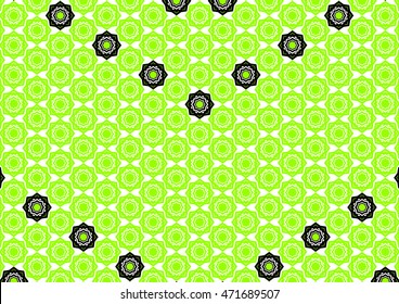 Geometric and symmetrical figures of Islamic style green and black column