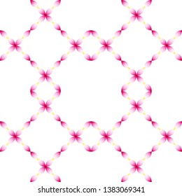 Geometric symmetrical  floral pattern, Lotus petals in the form superimposed on each of the squares, background, vector.