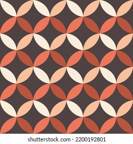 Geometric symmetrical pink petals create a seamless pattern on a dark black background. Vector.