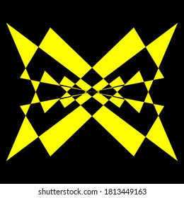 Geometrisches Symmetriemuster, Schwarz-Gelb-Abbildung. Vektorgrafik. Tattoo
