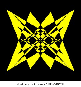 Geometric symmetry pattern, Black and Yellow illustration. Vector. Tattoo