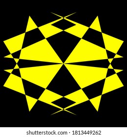 Geometric symmetry pattern, Black and Yellow illustration. Vector. Tattoo