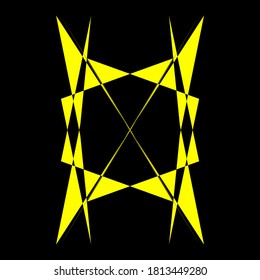 Geometric symmetry pattern, Black and Yellow illustration. Vector. Tattoo