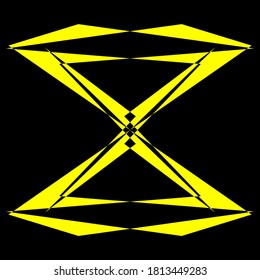 Geometric symmetry pattern, Black and Yellow illustration. Vector. Tattoo