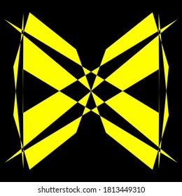 Geometric symmetry pattern, Black and Yellow illustration. Vector. Tattoo