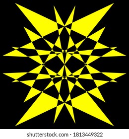 Geometric symmetry pattern, Black and Yellow illustration. Vector. Tattoo