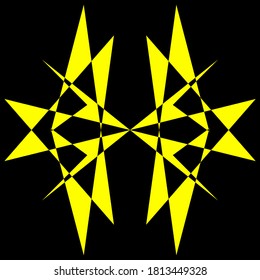 Geometric symmetry pattern, Black and Yellow illustration. Vector. Tattoo