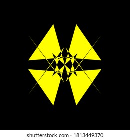Geometric symmetry pattern, Black and Yellow illustration. Vector. Tattoo