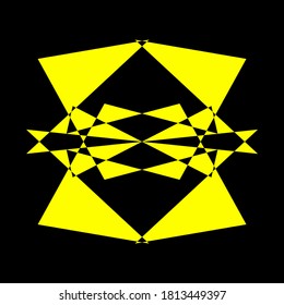 Geometric symmetry pattern, Black and Yellow illustration. Vector. Tattoo