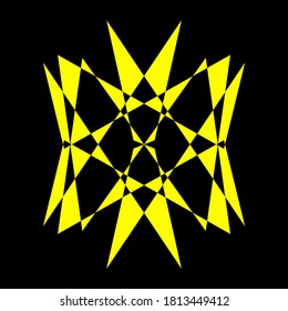 Geometric symmetry pattern, Black and Yellow illustration. Vector. Tattoo