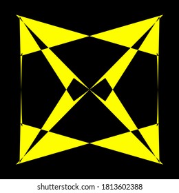Geometrisches Symmetriemuster, Schwarz-Gelb-Abbildung. Vektorgrafik. Tattoo