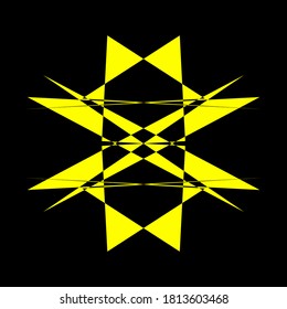 Geometric symmetry pattern, Black and Yellow illustration. Vector. Tattoo