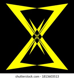 Geometric symmetry pattern, Black and Yellow illustration. Vector. Tattoo