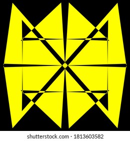 Geometric symmetry pattern, Black and Yellow illustration. Vector. Tattoo