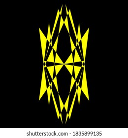 Geometric symmetry pattern, Black and Yellow illustration. Vector. Tattoo