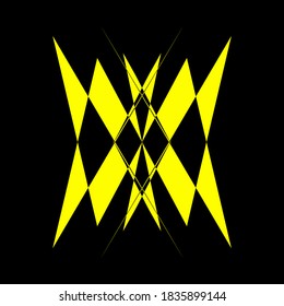 Geometric symmetry pattern, Black and Yellow illustration. Vector. Tattoo