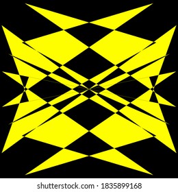 Geometrisches Symmetriemuster, Schwarz-Gelb-Abbildung. Vektorgrafik. Tattoo